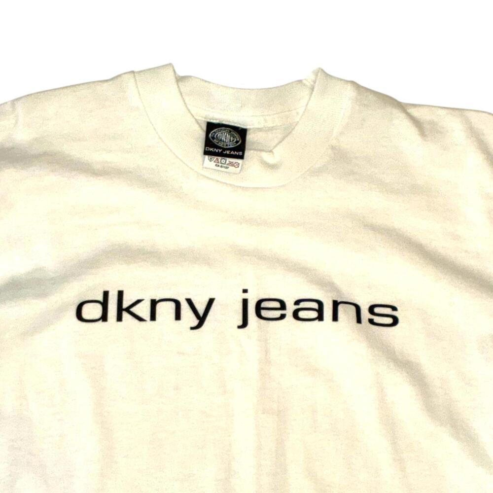 DKNY Jeans - White Graphic Vintage 90s T-Shirt - Picture 2 of 2